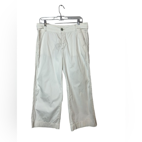 Anthropologie Hei Hei Wide Leg Cropped White Pants Size 30 Tall Boho Costal - Picture 1 of 9